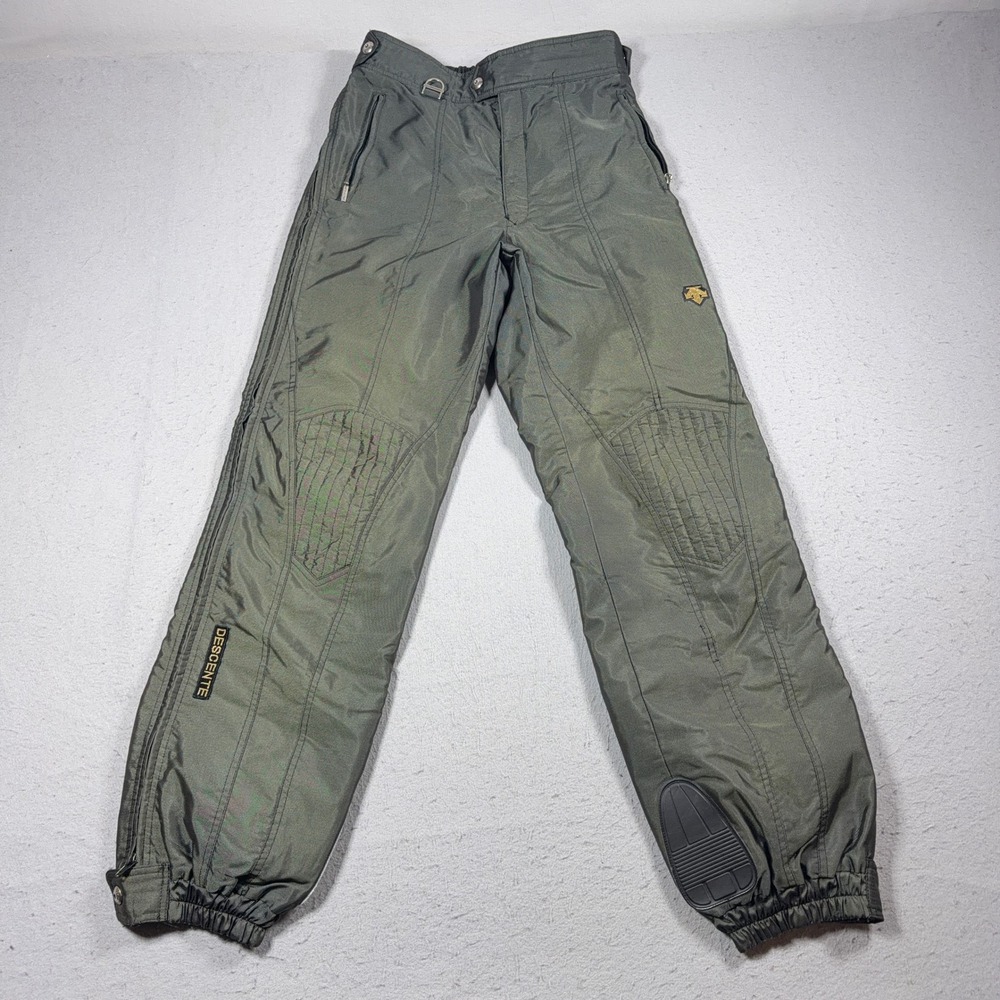 Descente‎ Ski Pants Men 36 Insulated Olive Green Full Zip Snow Winter Alpine
